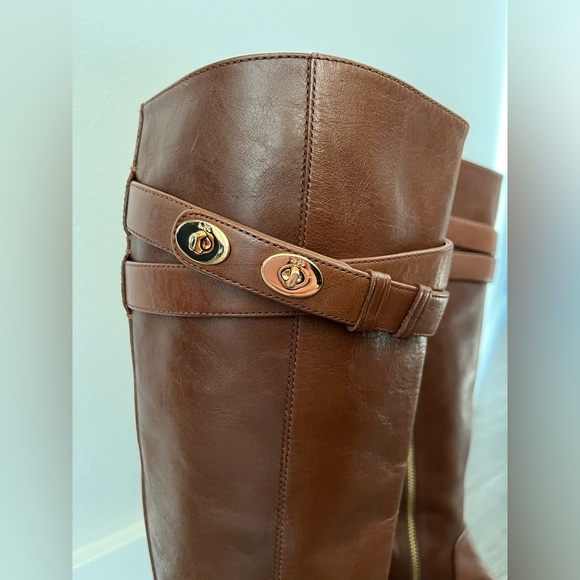 Coach Linette Brown Calf Leather Boots - Picture 4 of 10